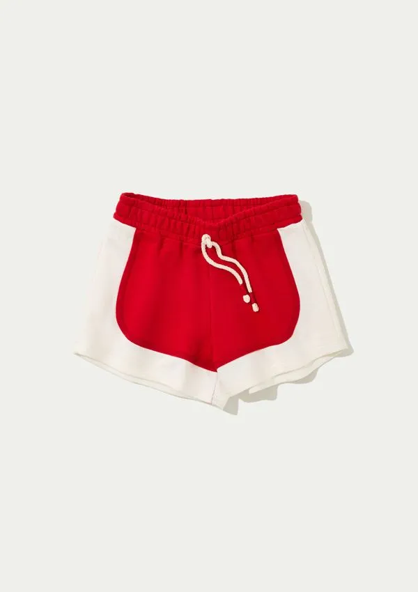 Shorts Infantil Menina Moletom Runner - Vermelho 004