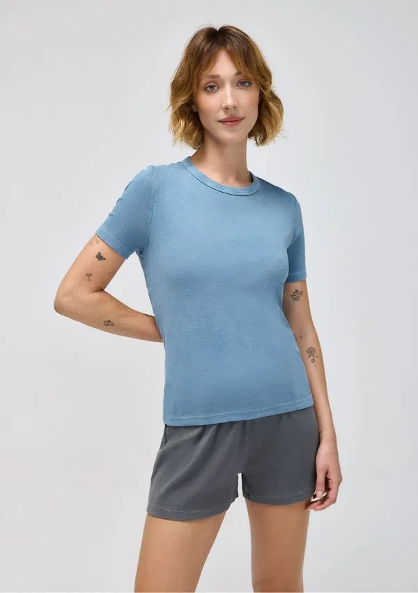 Blusa Feminina Em Ribana Estonada - Azul G