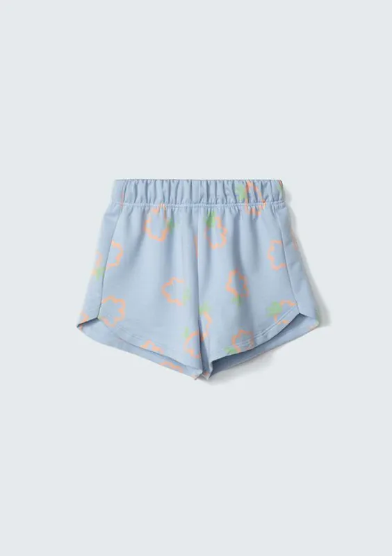 Shorts Infantil Menina Toddler Estampado - Azul 001
