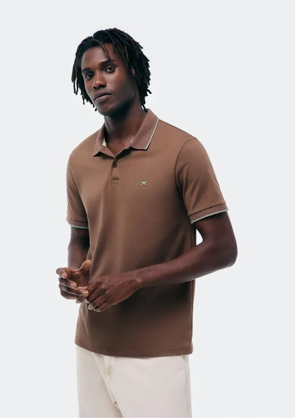 Camisa Polo Básica Masculina Super Cotton Com Bordado - Marrom G