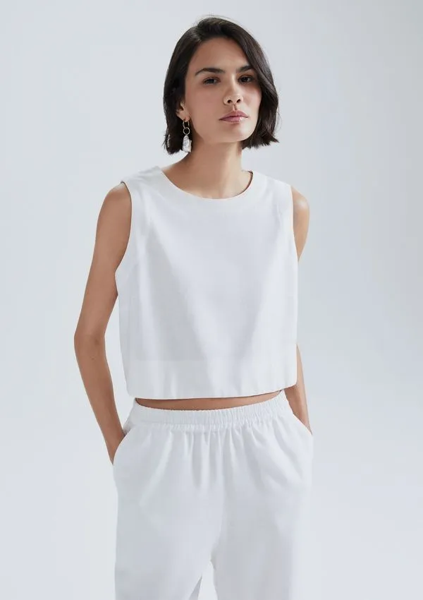 Regata Feminina Com Linho - Off white G