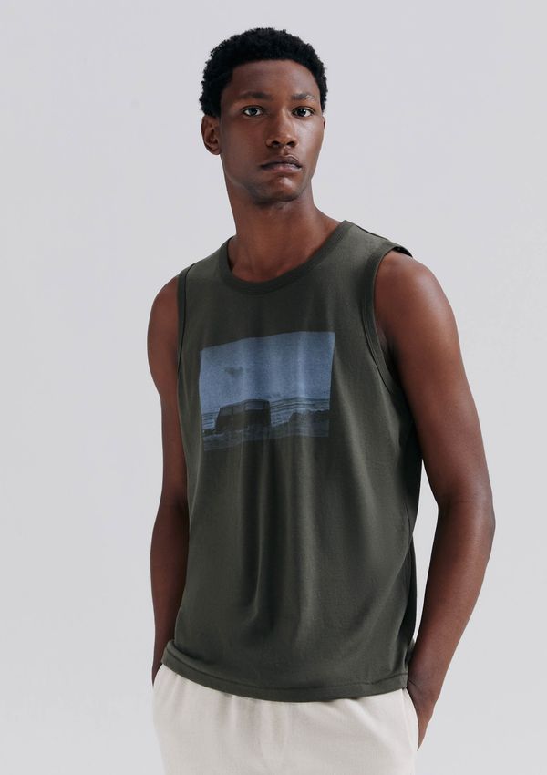 Regata Básica Masculina Regular Com Estampa - Verde M