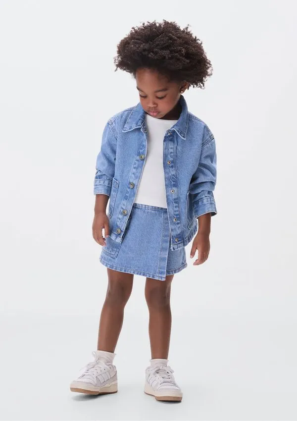Jaqueta Jeans Infantil Menina Toddler - Azul 004