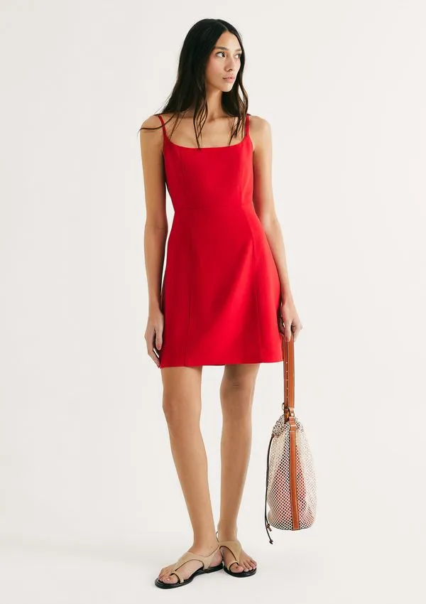 Vestido Curto Com Linho - Vermelho P