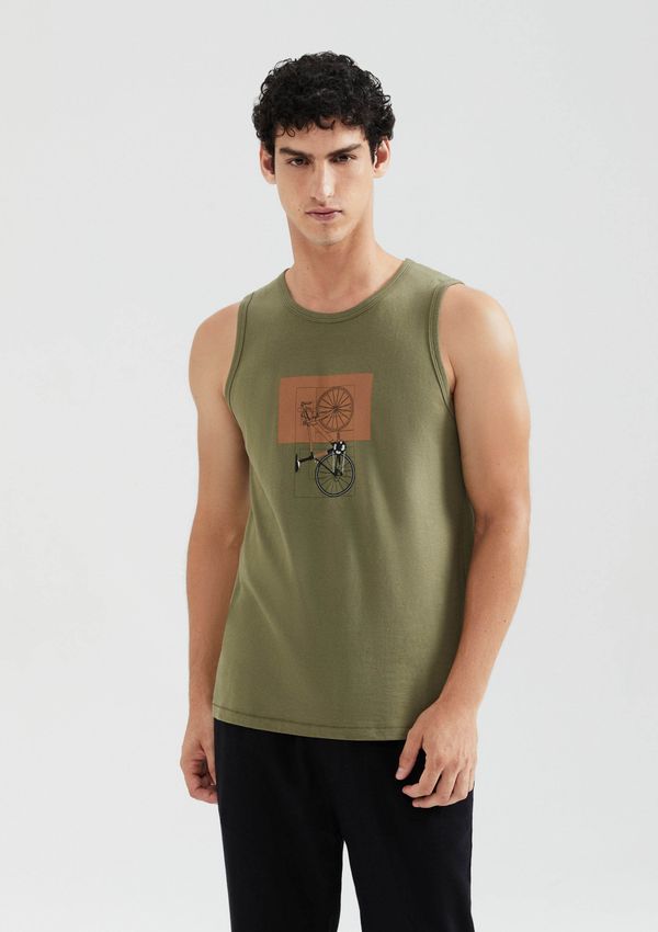 Regata Básica Masculina Regular Com Estampa - Verde M