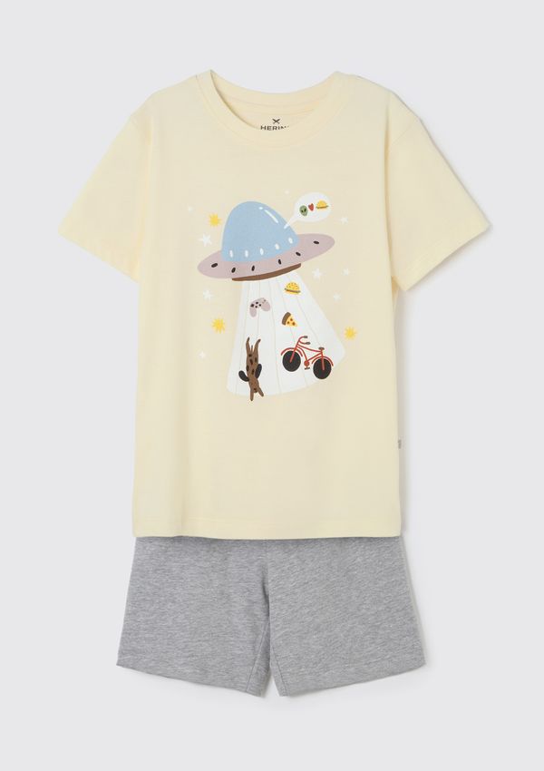 Pijama Infantil Menino Curto Com Estampa - Amarelo 004