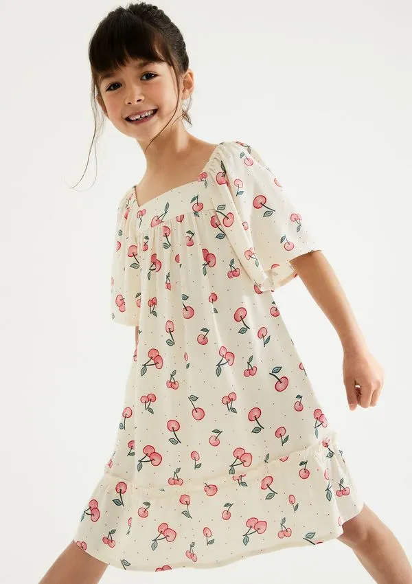 Vestido Infantil Com Mangas Bufantes - Creme 014