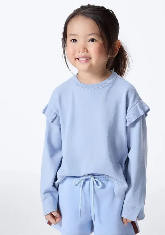 Blusão Infantil Menina Toddler Em Tricô - Azul 004