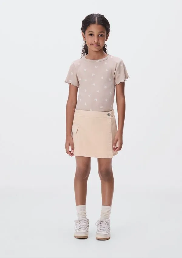 Shorts Saia Infantil Menina Em Sarja - Bege 010