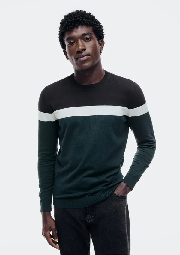 Blusão Masculino Listrado Em Tricô - Verde XXG
