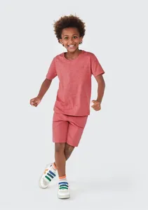 Bermuda Básica Infantil Menino Em Moletom - Vermelho 008