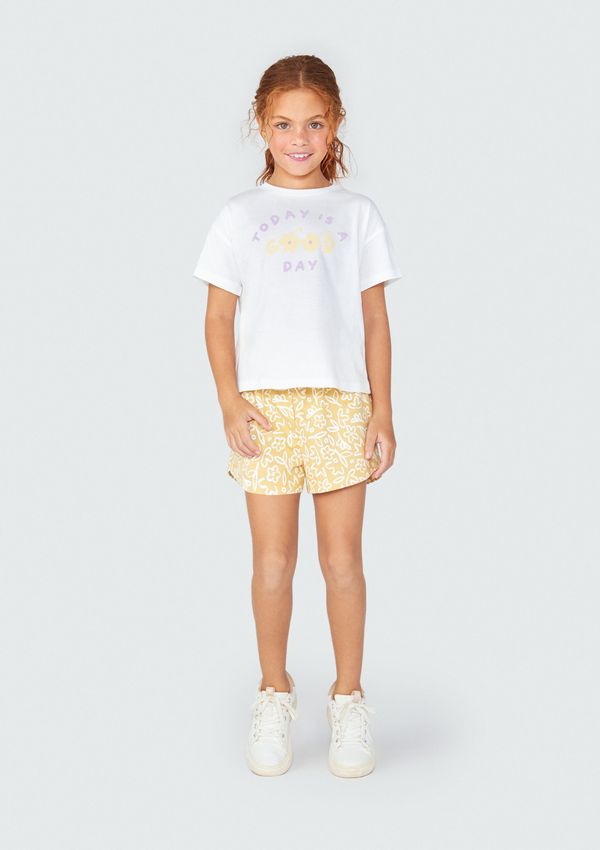 Conjunto Infantil Menina Curto Estampado - Off white 014