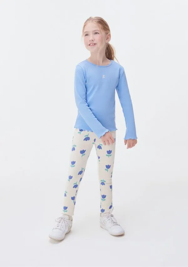 Blusa Manga Longa Infantil Menina Em Ribana - Azul 014