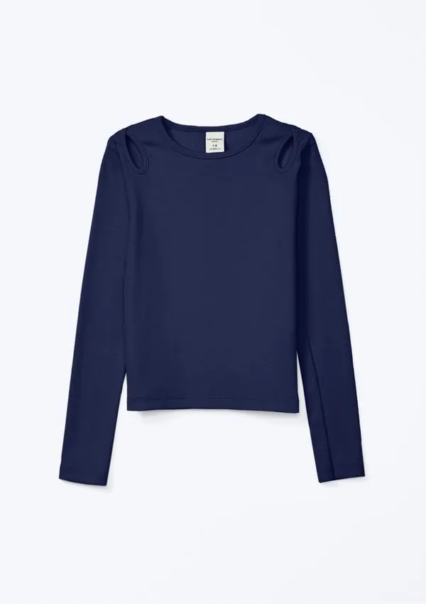 Blusa Infantil Menina Em Ribana Canelada - Azul 006
