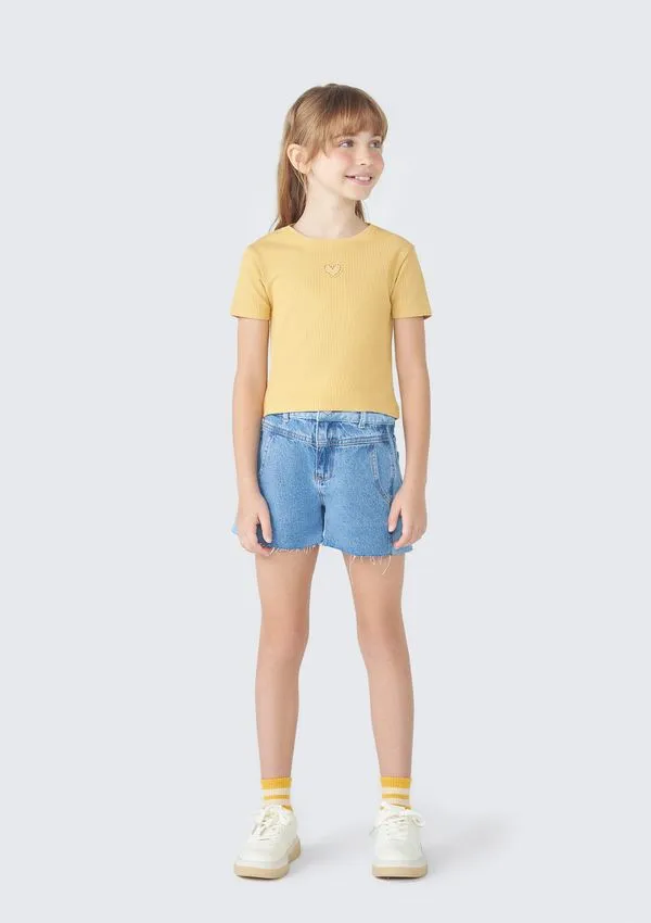 Shorts Jeans Infantil Menina - Azul 006