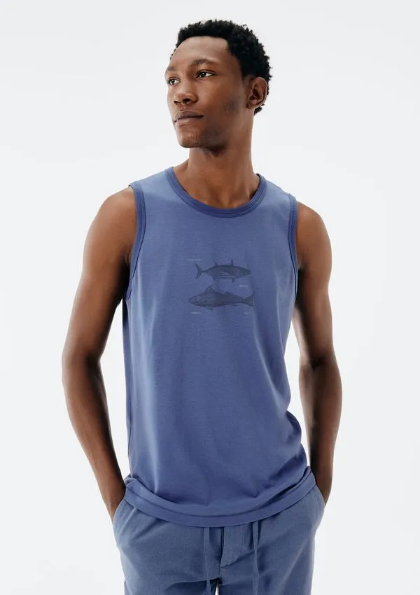 Regata Básica Masculina Regular Com Estampa - Azul XXG
