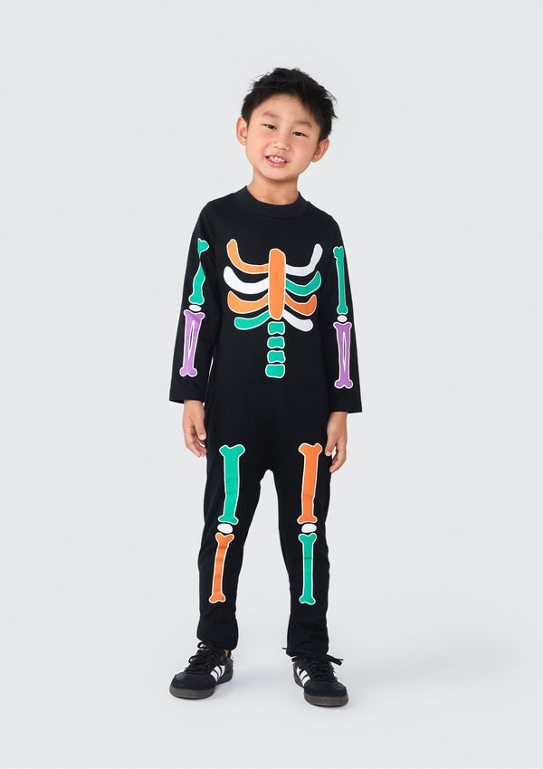 Macacão Longo Infantil Unissex Esqueleto - Preto 010