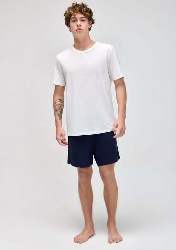 Pijama Curto Masculino Em Malha Flamê - Off white XG