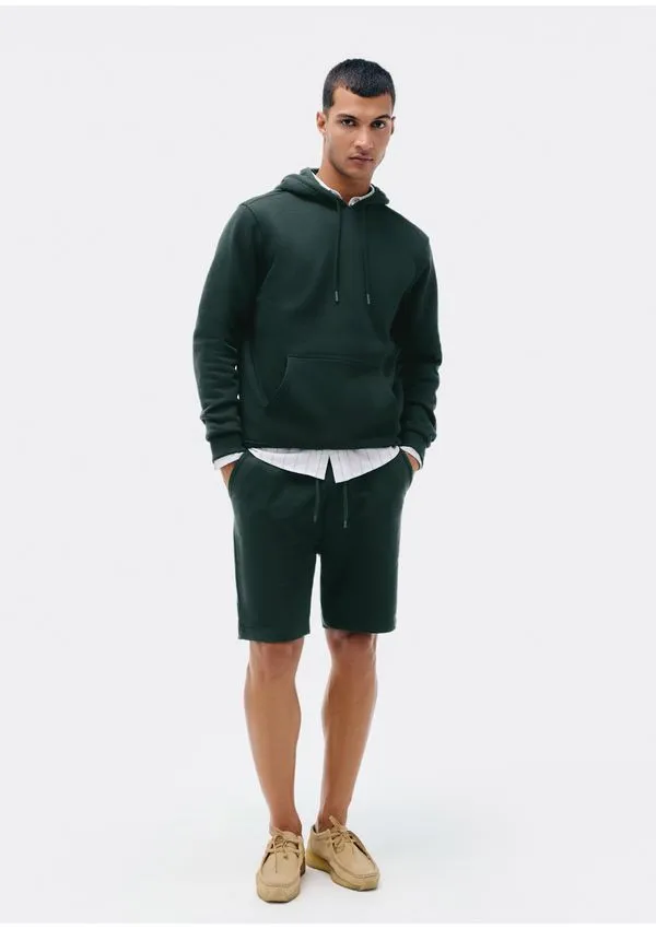 Bermuda Básica Masculina Reta Em Moletom - Verde M