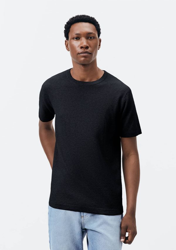 Camiseta Masculina Regular em Tricô - Preto XG