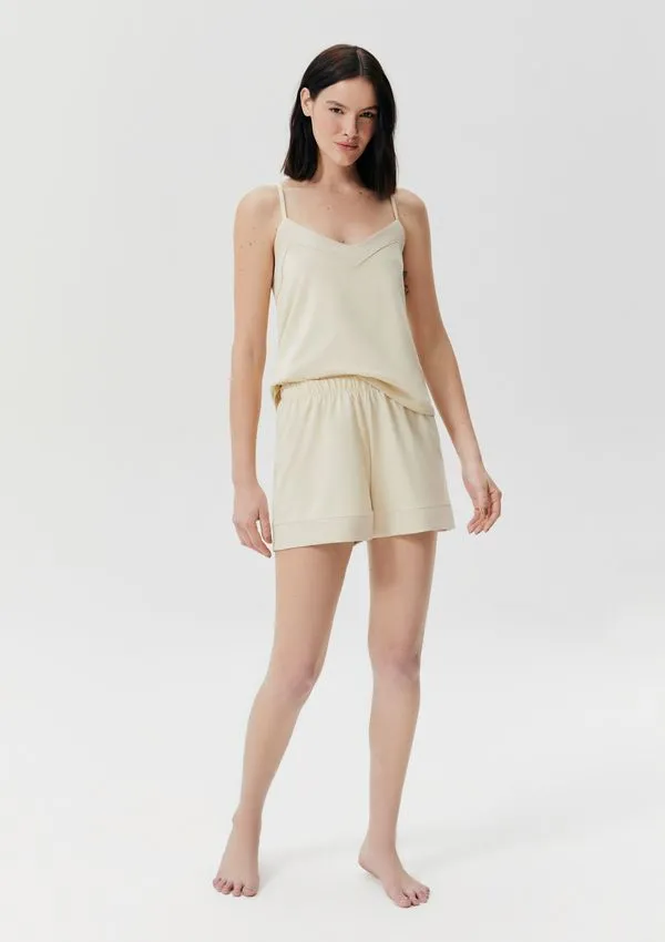 Pijama Feminino Curto Em Viscose - Off white XP