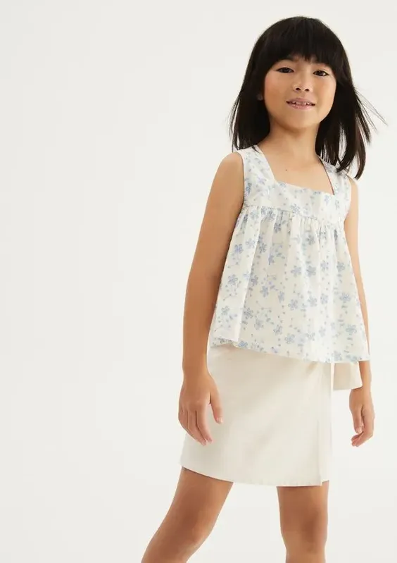 Shorts Saia Infantil Menina Reto Com Linho - Natural 014
