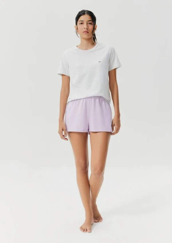 Pijama Curto Feminino Com Bordado - Cinza M
