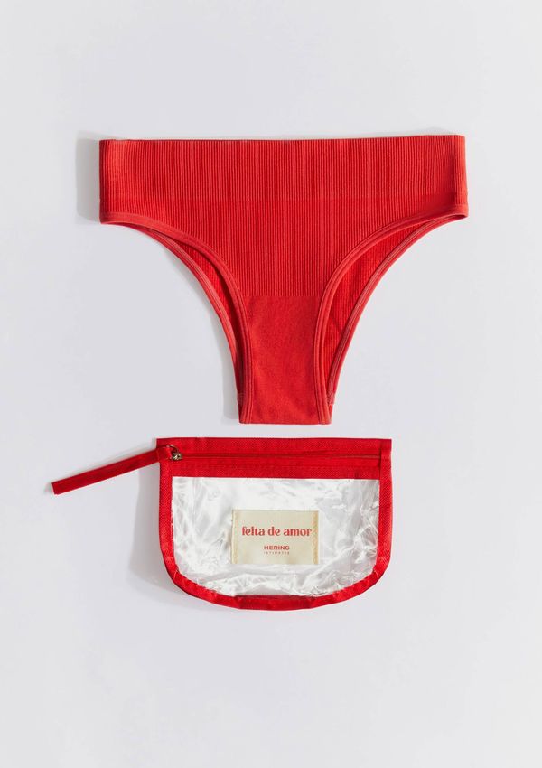 Calcinha Cintura Alta + Necessaire - Vermelho XG