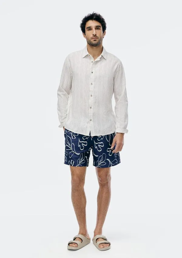 Shorts Praia Masculino Estampado - Azul G