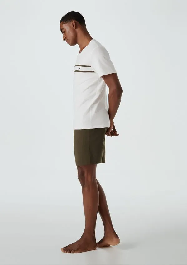Pijama Curto Masculino Em Algodão - Verde P