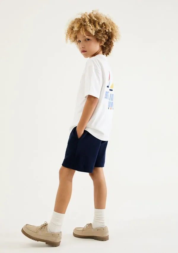 Bermuda Infantil Menino Em Malha Texturizada - Azul 016