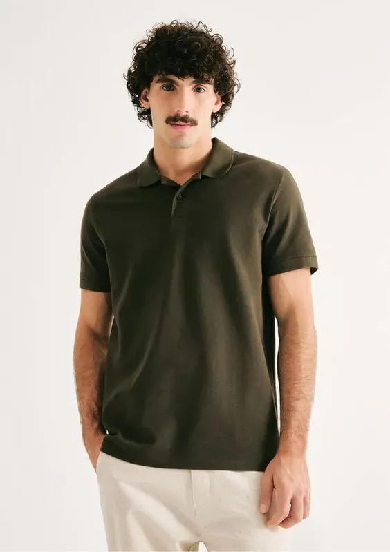 Camisa Polo Básica Masculina Regular Em Piquet - Verde G
