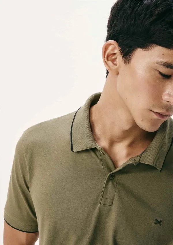 Camisa Polo Básica Masculina Super Cotton Com Bordado - Verde M
