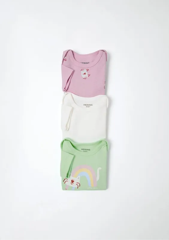 Kit Com 3 Bodies Bebê Menina Em Ribana - Multicolorido 03M