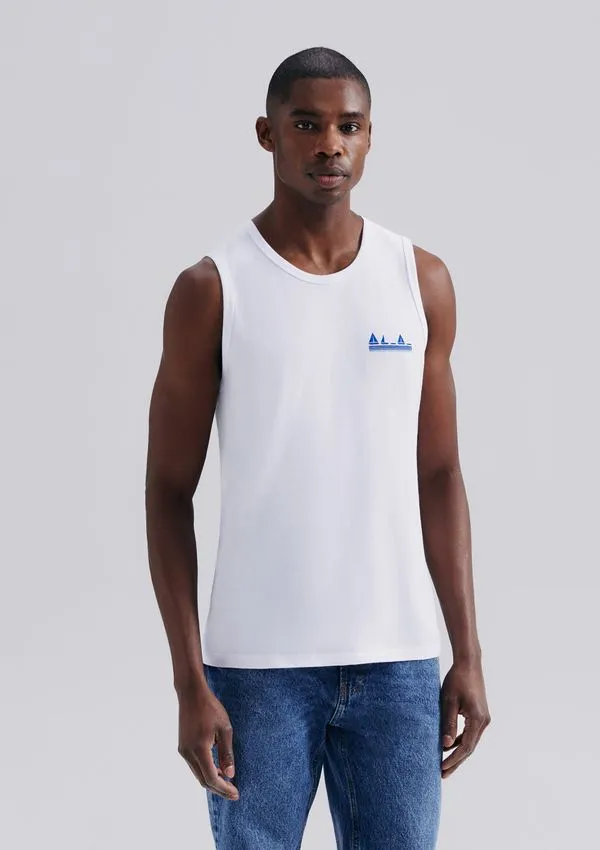 Regata Básica Masculina Regular Com Estampa - Branco P
