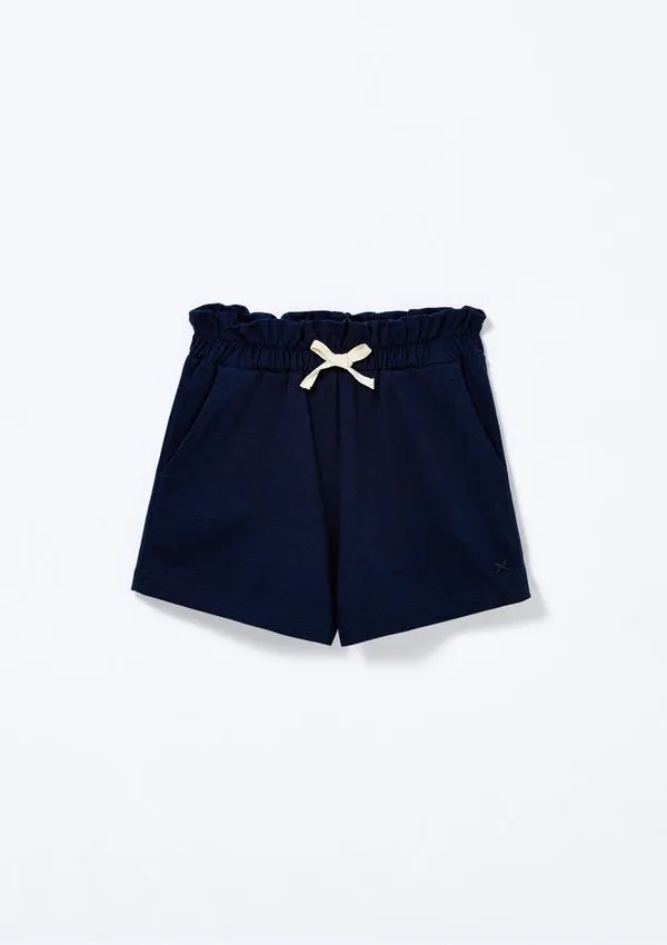 Shorts Básico Infantil Menina Clochard Em Moletom - Azul 014