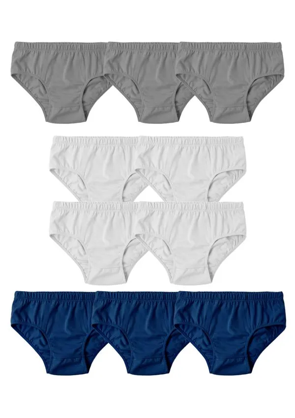 Kit Com 10 Cuecas Infantil Slip Em Malha - Cinza 006
