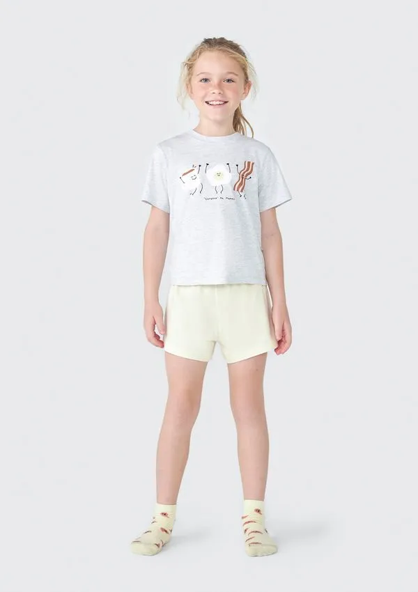 Pijama Infantil Menina Curto Com Estampa - Cinza 002