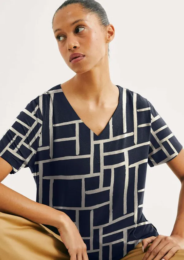 Blusa Feminina Em Viscose Estampada - Azul XXG