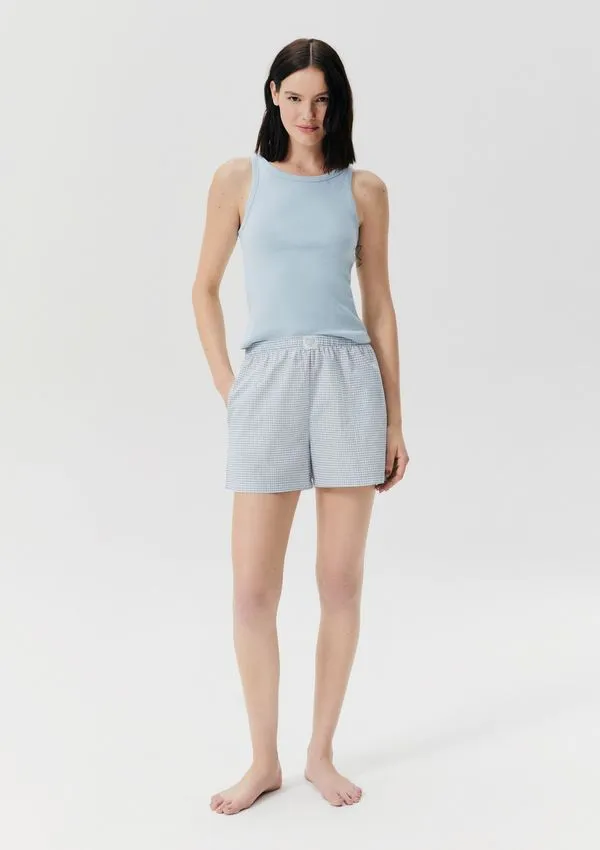Pijama Curto Feminino Fio Tinto - Azul XP