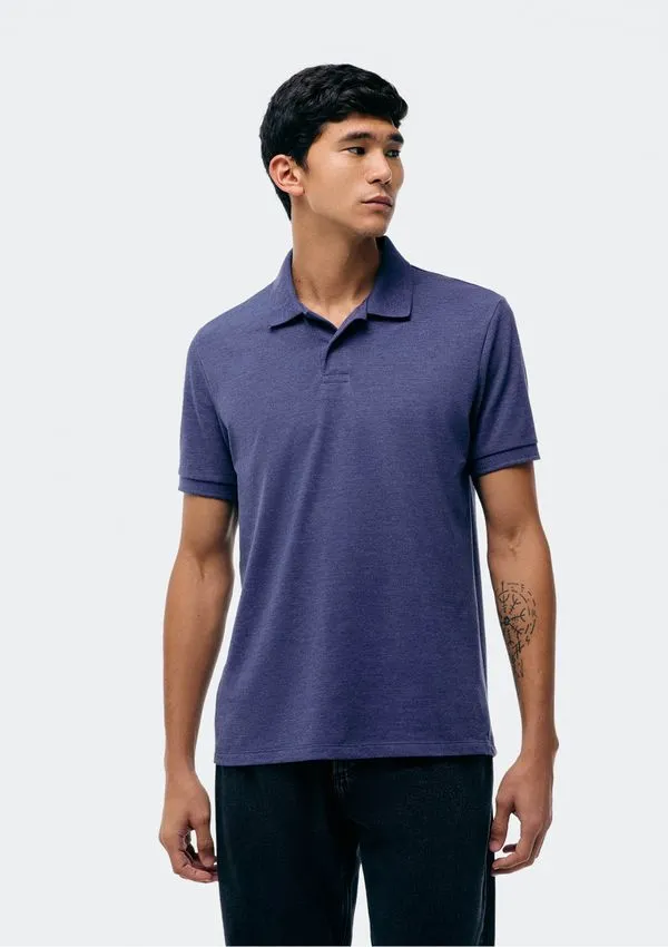 Camisa Polo Básica Masculina Manga Curta Em Piquet - Azul M