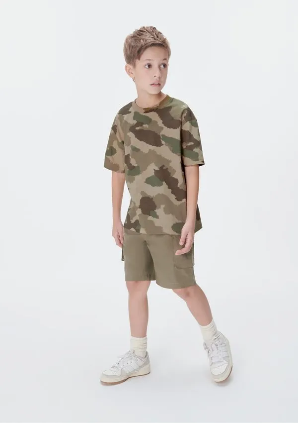 Bermuda Cargo Infantil Menino Com Bolsos - Verde 006