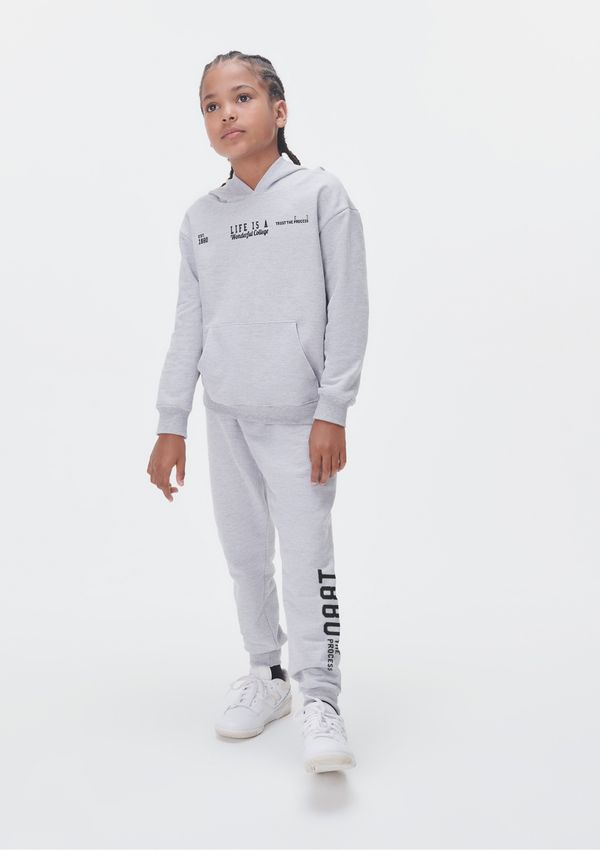 Conjunto De Moletom Infantil Menina Com Estampa - Cinza 012