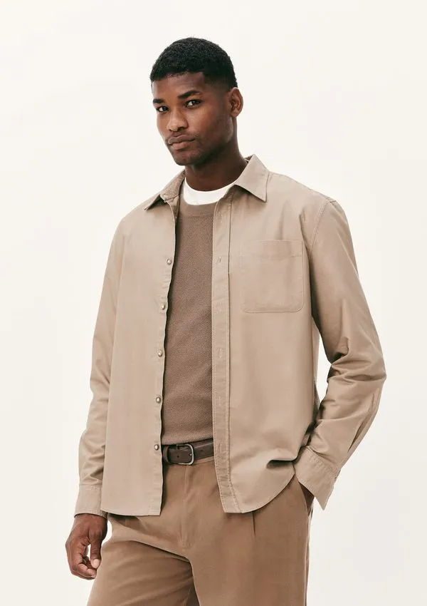 Camisa Masculina Regular Em Algodão - Marrom G