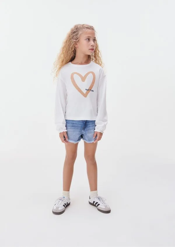 Blusa Manga Longa Infantil Menina Com Glitter - Off white 014