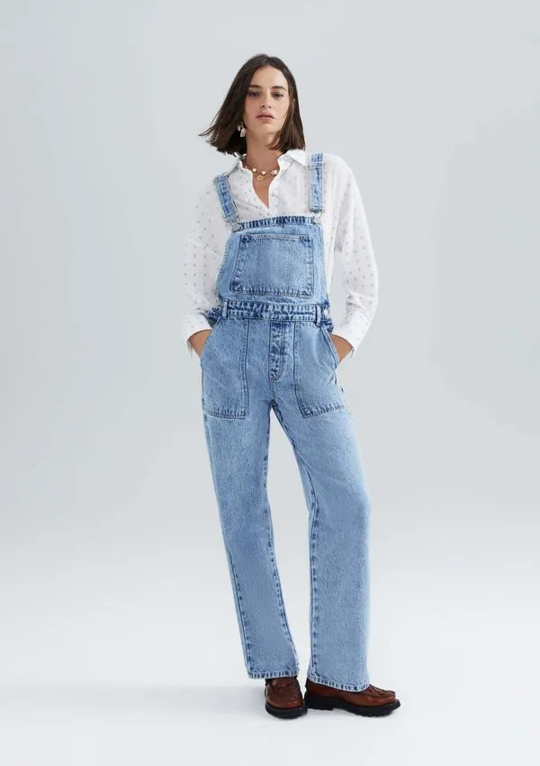 Jardineira Jeans Longa Reta - Azul XP