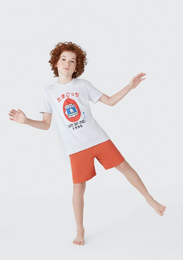 Pijama Infantil Menino Curto Com Estampa - Cinza 008