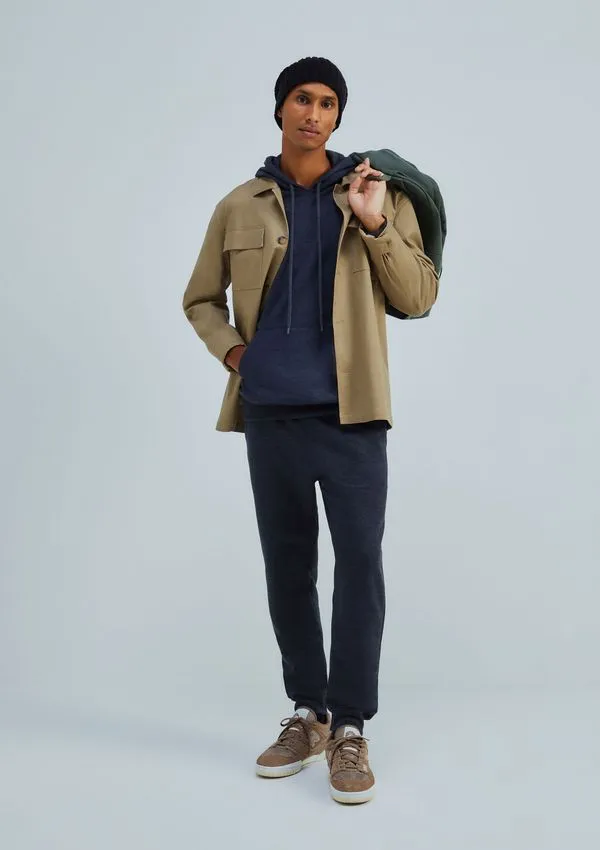 Calça Básica Masculina Jogger Em Moletom Peluciado - Cinza M