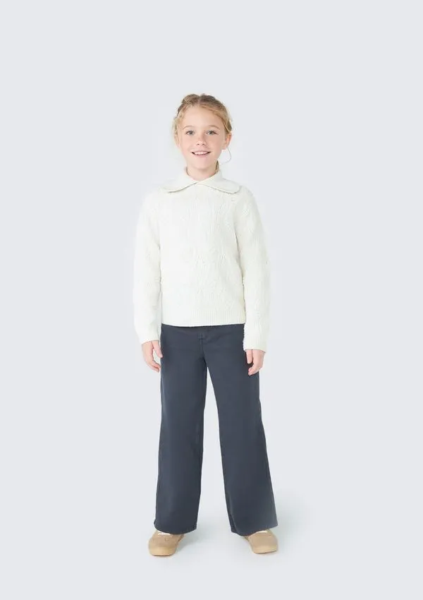Blusão Infantil Menina Em Tricô - Off white 014