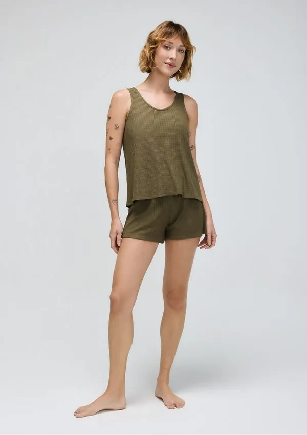 Pijama Curto Feminino Texturizado - Verde M